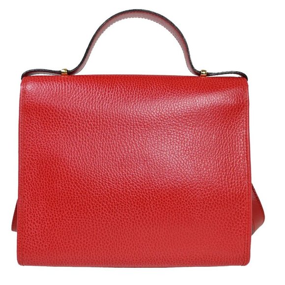 (D393) CHRISTIAN DIOR Logo 2Way Shoulder Hand Bag Leather Red - Picture 3 of 9